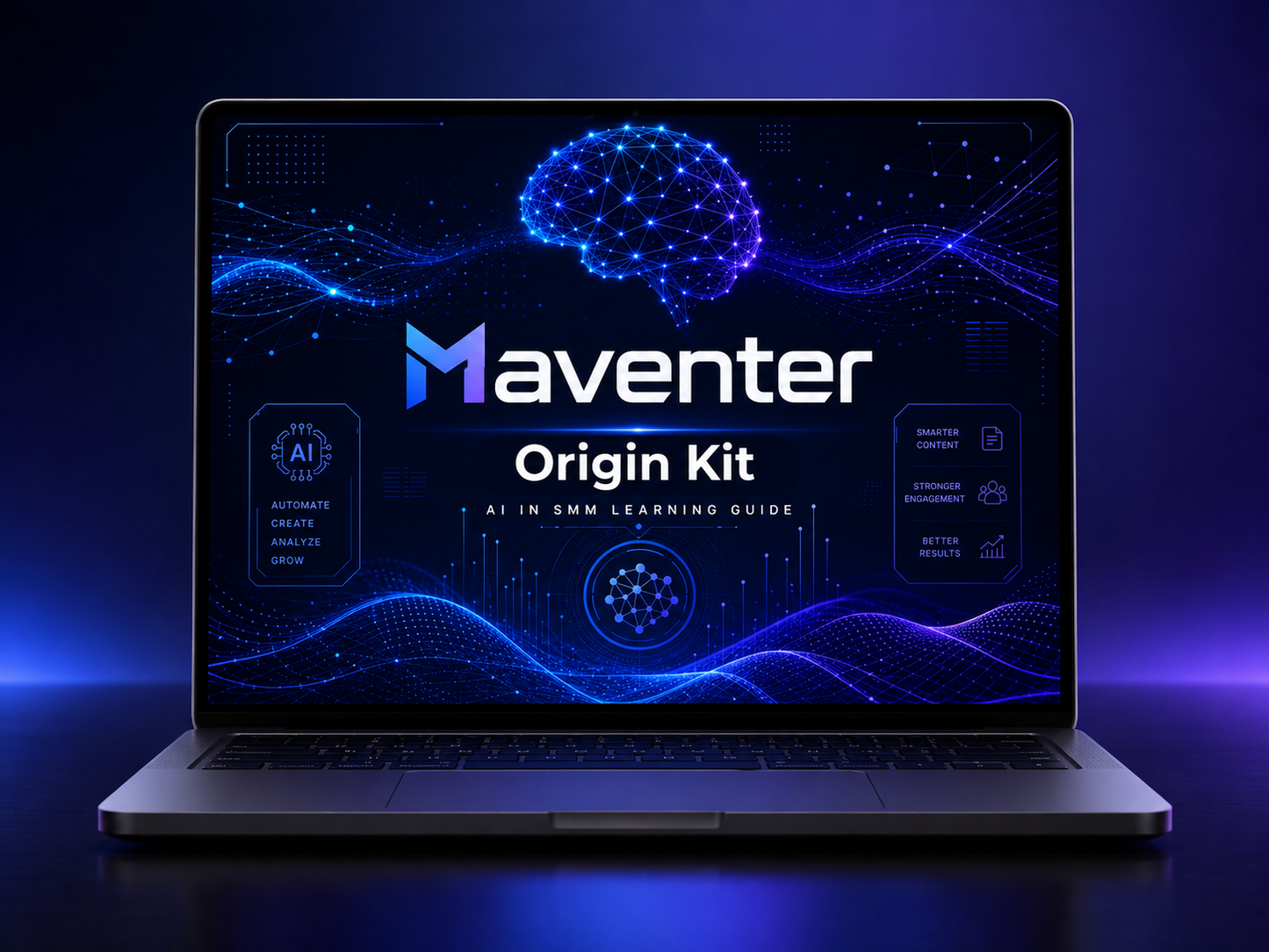 Laptop displaying the Maventer Origin Kit on a dark background
