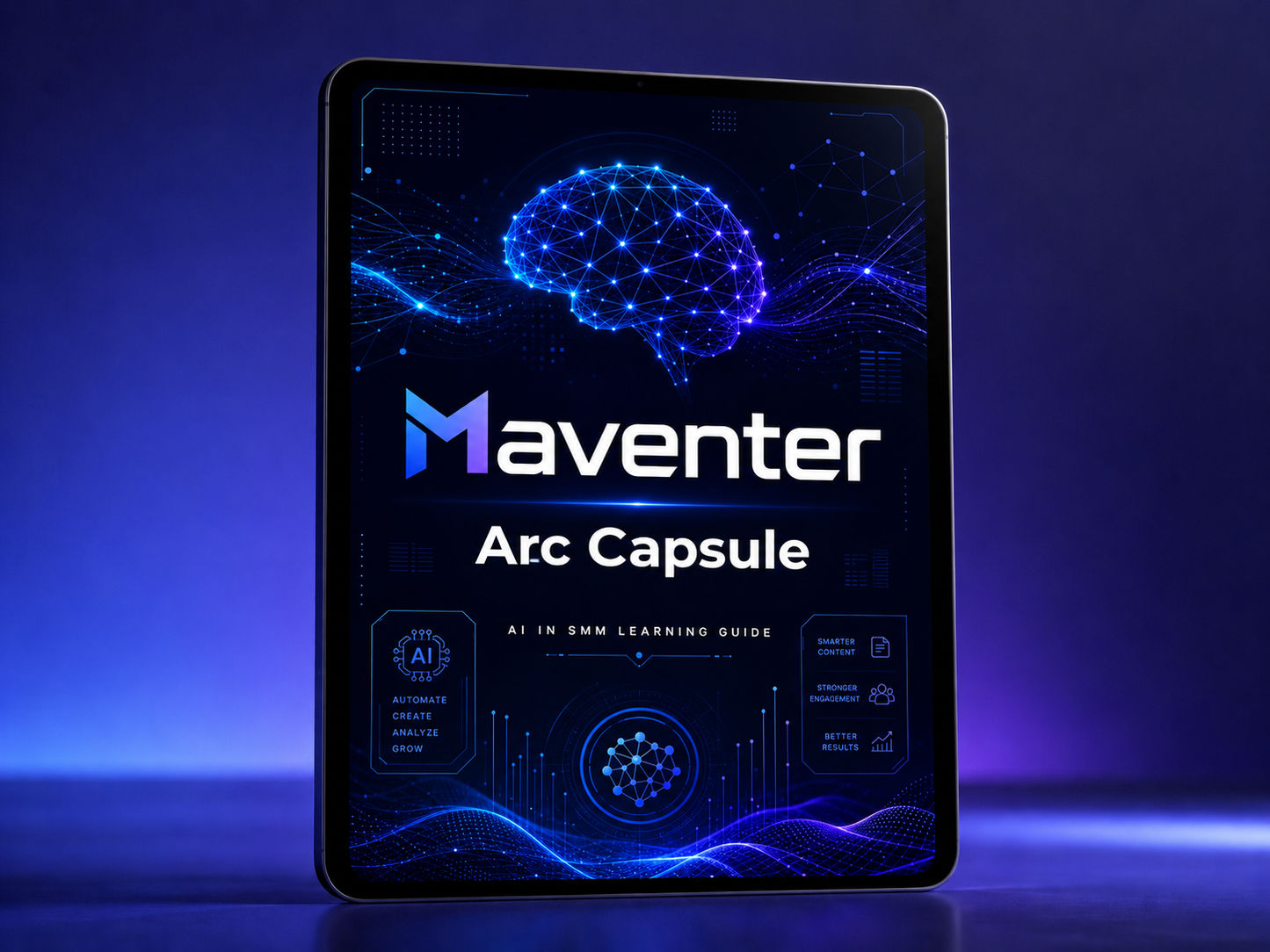 Maventer Arc Capsule product on a dark background with blue lighting