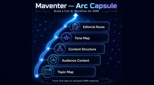 Maventer Arc Capsule software interface with workflow steps on a dark background