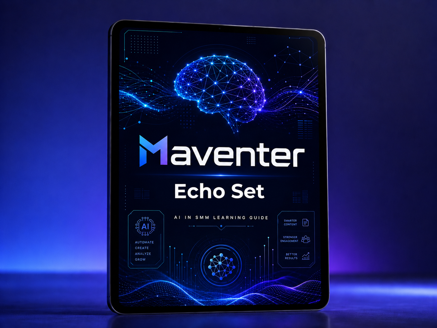 Maventer Echo Set packaging with brain diagram on a dark background