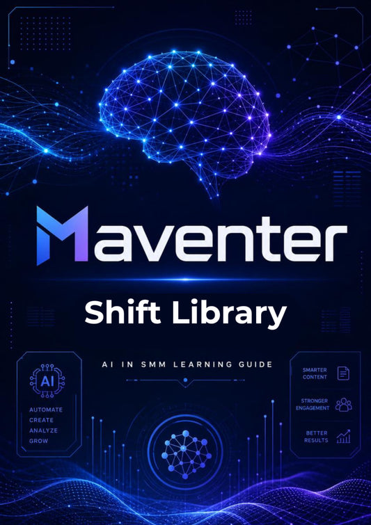 Maventer Shift Library cover with brain illustration and digital elements on a dark background
